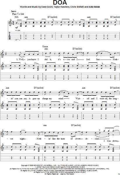 open zoom image for DOA - Guitar Tab Play-Along, New, Main
