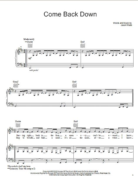 open zoom image for Come Back Down - Piano/Vocal/Guitar, New, Main