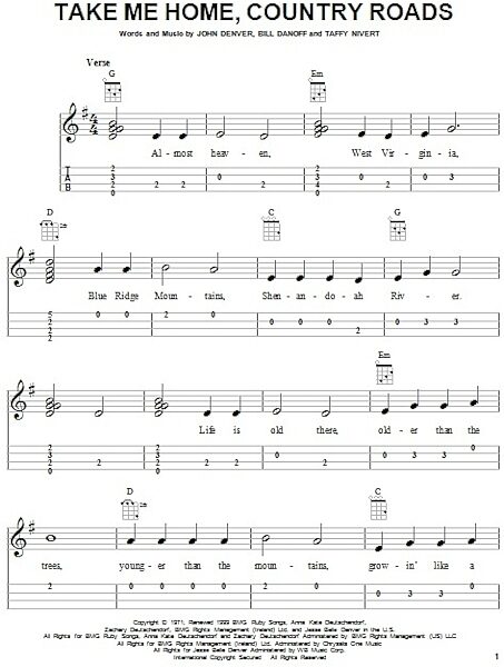 open zoom image for Take Me Home, Country Roads - Ukulele, New, Main