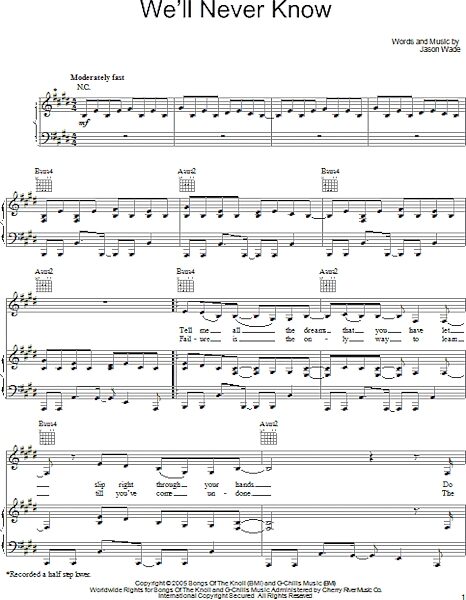 open zoom image for We'll Never Know - Piano/Vocal/Guitar, New, Main