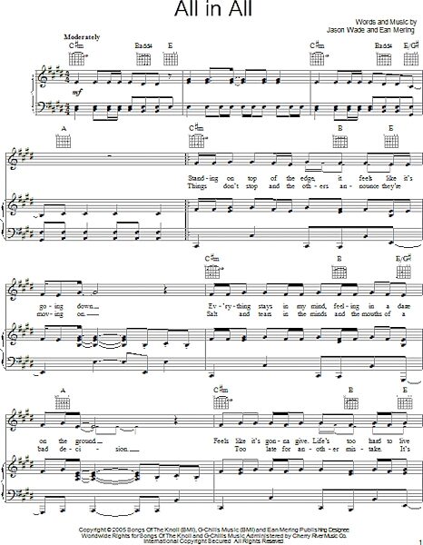 open zoom image for All In All - Piano/Vocal/Guitar, New, Main