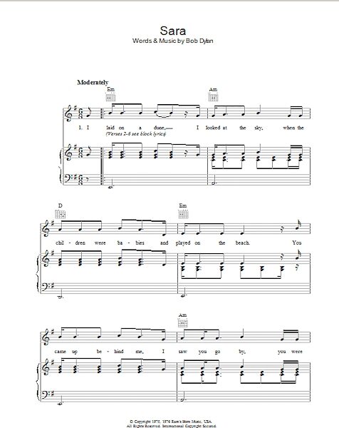 open zoom image for Sara - Piano/Vocal/Guitar, New, Main