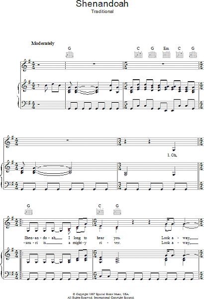 open zoom image for Shenandoah - Piano/Vocal/Guitar, New, Main