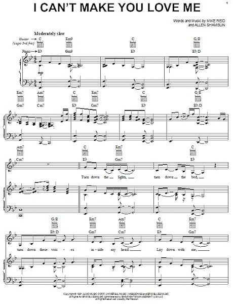 open zoom image for I Can't Make You Love Me - Piano/Vocal/Guitar, New, Main