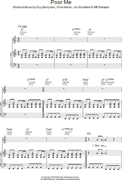 open zoom image for Poor Me - Piano/Vocal/Guitar, New, Main