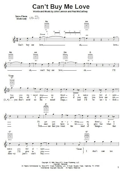 open zoom image for Can't Buy Me Love - Easy Guitar, New, Main