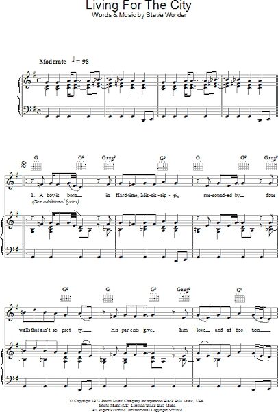 open zoom image for Living For The City - Piano/Vocal/Guitar, New, Main