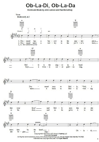 open zoom image for Ob-La-Di, Ob-La-Da - Easy Guitar, New, Main