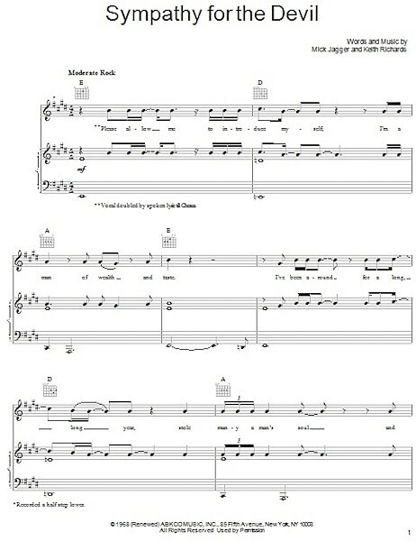 open zoom image for Sympathy For The Devil - Piano/Vocal/Guitar, New, Main