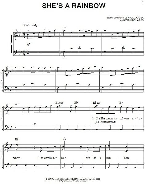 open zoom image for She's A Rainbow - Easy Piano, New, Main