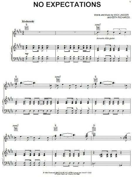 open zoom image for No Expectations - Piano/Vocal/Guitar, New, Main
