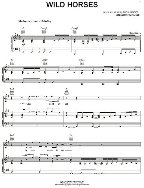 open zoom image for Wild Horses - Piano/Vocal/Guitar, New, Main