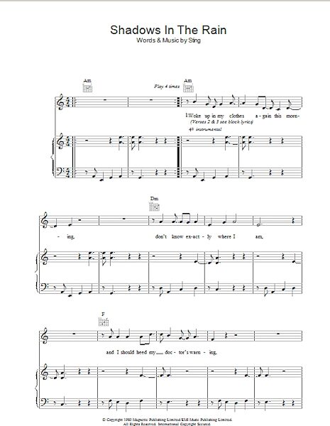open zoom image for Shadows In The Rain - Piano/Vocal/Guitar, New, Main