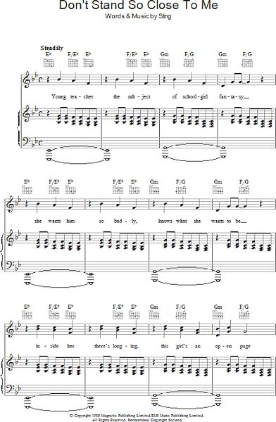 open zoom image for Don't Stand So Close To Me - Piano/Vocal/Guitar, New, Main