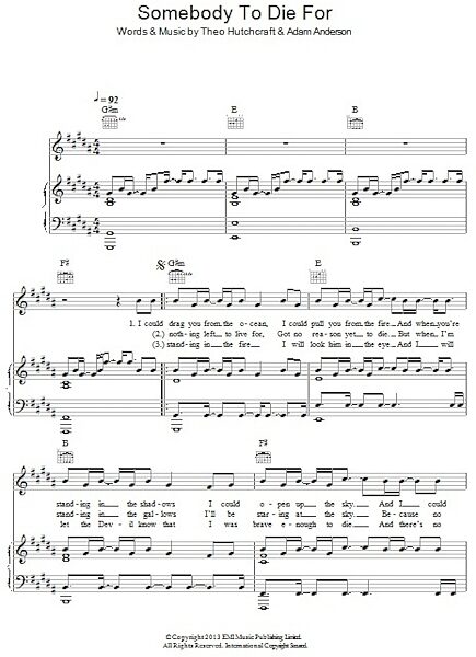 open zoom image for Somebody To Die For - Piano/Vocal/Guitar, New, Main