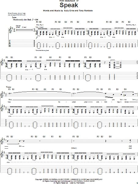 open zoom image for Speak - Guitar TAB, New, Main