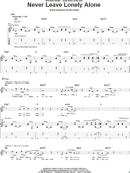 open zoom image for Never Leave Lonely Alone - Guitar TAB, New, Main