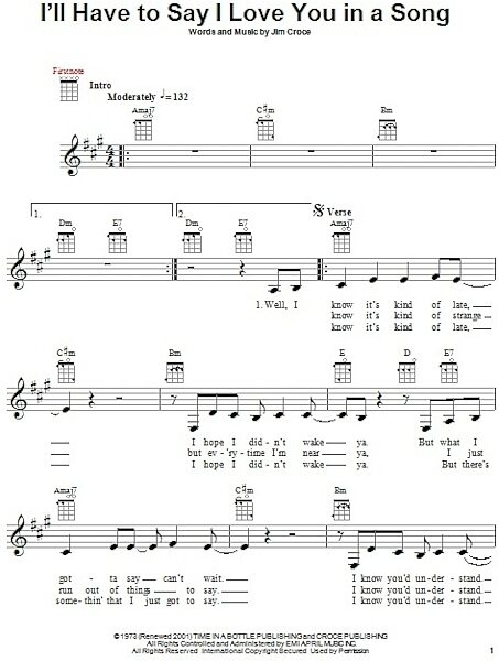 open zoom image for I'll Have To Say I Love You In A Song - Ukulele, New, Main
