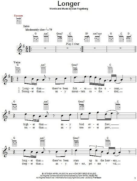 open zoom image for Longer - Ukulele Sheet Music, New, Main