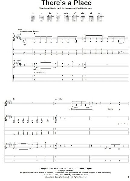 open zoom image for There's A Place - Guitar TAB, New, Main