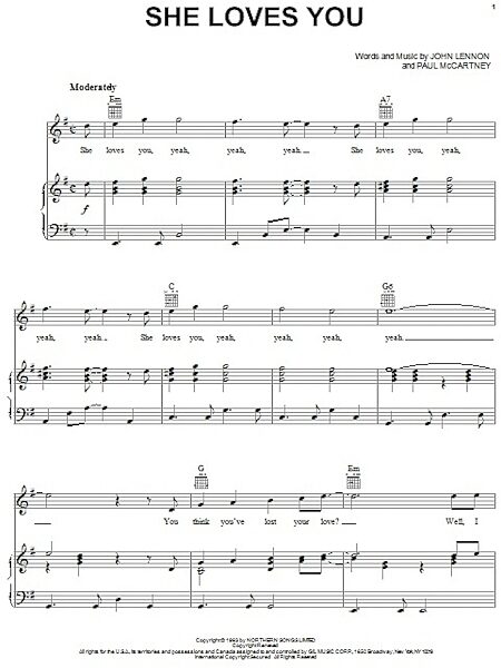 open zoom image for She Loves You - Piano/Vocal/Guitar, New, Main