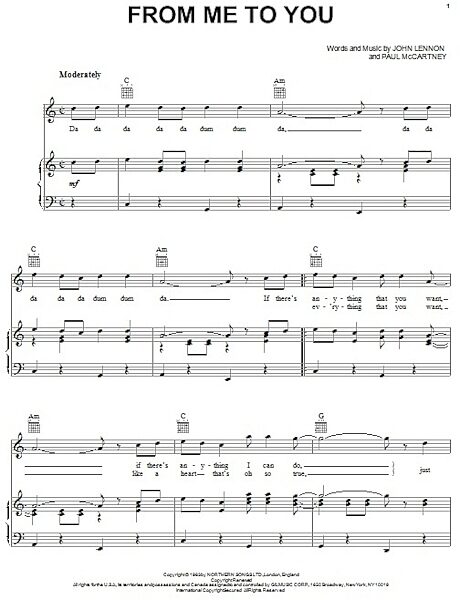 open zoom image for From Me To You - Piano/Vocal/Guitar, New, Main
