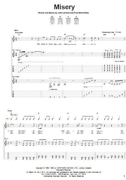 open zoom image for Misery - Guitar TAB, New, Main