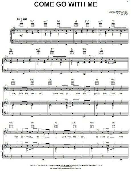 open zoom image for Come Go With Me - Piano/Vocal/Guitar, New, Main