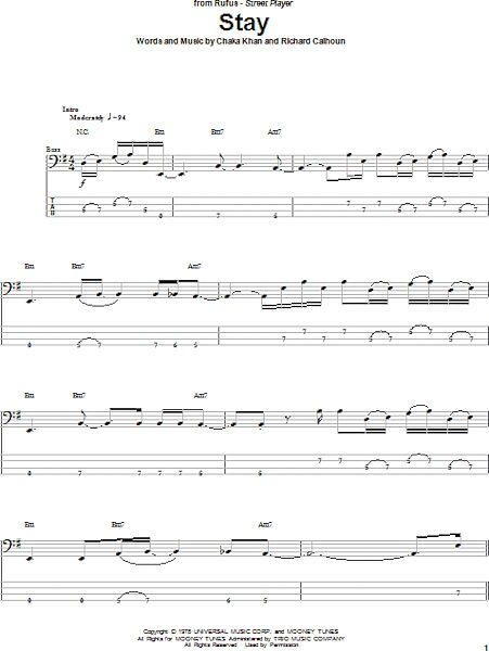 open zoom image for Stay - Bass Tab, New, Main
