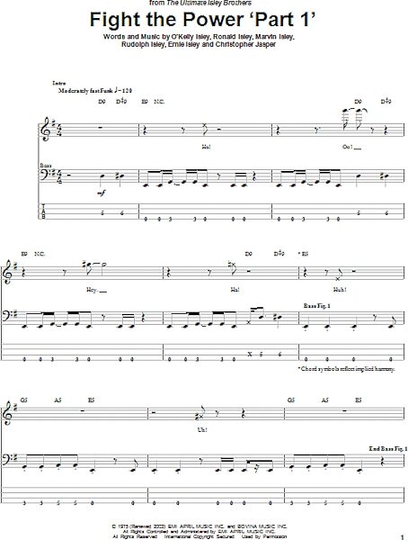open zoom image for Fight The Power 'Part 1' - Bass Tab, New, Main