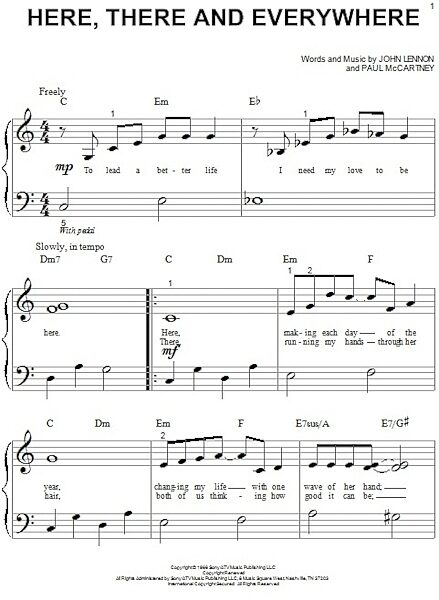 open zoom image for Here, There And Everywhere - Big Note Piano, New, Main