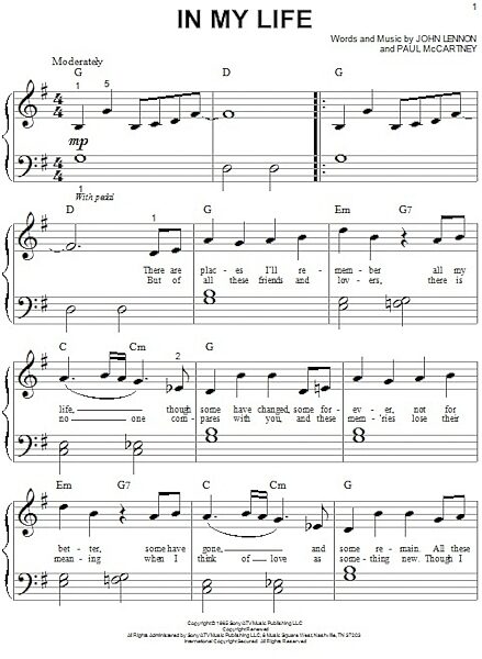 open zoom image for In My Life - Big Note Piano, New, Main