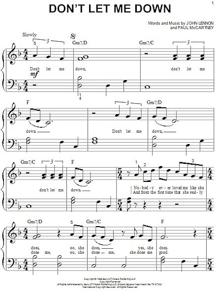 open zoom image for Don't Let Me Down - Big Note Piano, New, Main