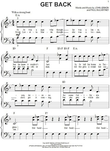 open zoom image for Get Back - Big Note Piano, New, Main