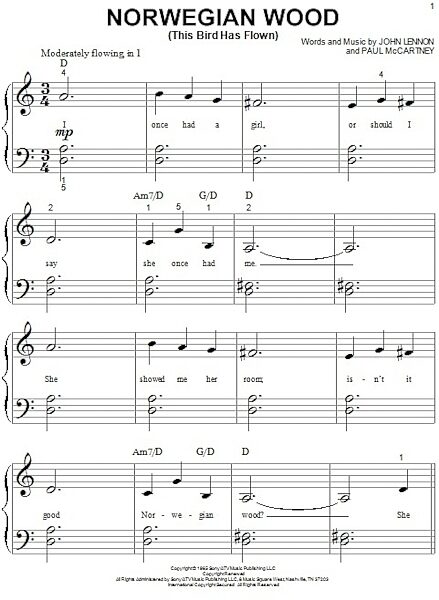 open zoom image for Norwegian Wood (This Bird Has Flown) - Big Note Piano, New, Main