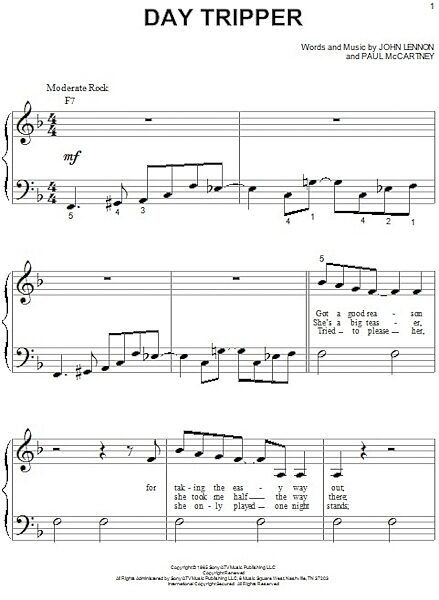 open zoom image for Day Tripper - Big Note Piano, New, Main