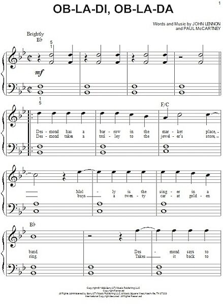 open zoom image for Ob-La-Di, Ob-La-Da - Big Note Piano, New, Main