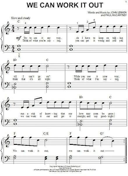 open zoom image for We Can Work It Out - Big Note Piano, New, Main