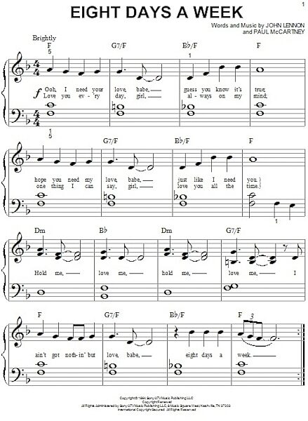 open zoom image for Eight Days A Week - Big Note Piano, New, Main