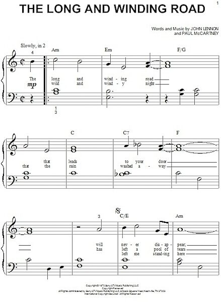open zoom image for The Long And Winding Road - Big Note Piano, New, Main