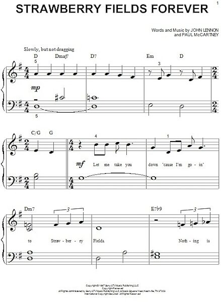 open zoom image for Strawberry Fields Forever - Big Note Piano, New, Main