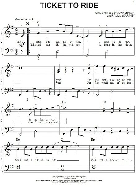 open zoom image for Ticket To Ride - Big Note Piano, New, Main
