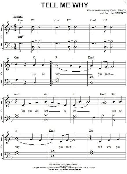 open zoom image for Tell Me Why - Big Note Piano, New, Main