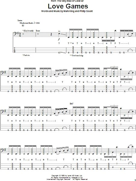 open zoom image for Love Games - Bass Tab, New, Main