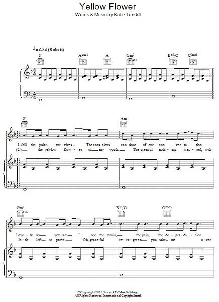 open zoom image for Yellow Flower - Piano/Vocal/Guitar, New, Main