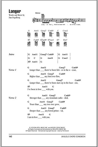 open zoom image for Longer - Ukulele Chords/Lyrics, New, Main