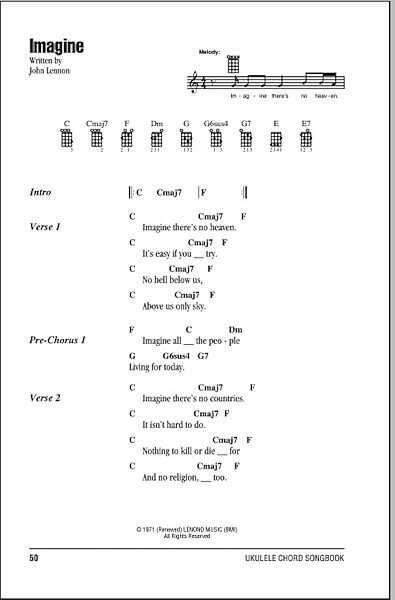 open zoom image for Imagine - Ukulele Chords/Lyrics, New, Main