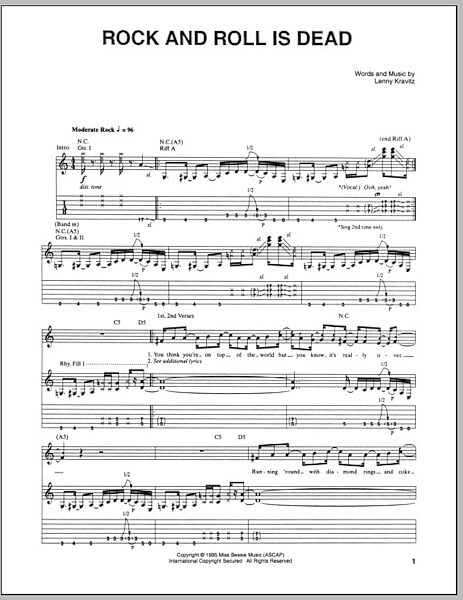 open zoom image for Rock And Roll Is Dead - Guitar TAB, New, Main