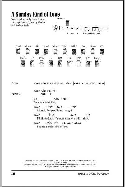 open zoom image for A Sunday Kind Of Love - Ukulele Chords/Lyrics, New, Main