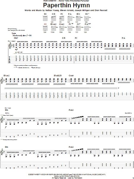 open zoom image for Paperthin Hymn - Guitar TAB, New, Main
